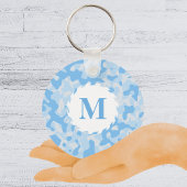 Blue Camouflage Monogram Initiaal Sleutelhanger
