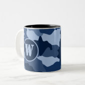 Blue Camouflage Monogram Initiaal Tweekleurige Koffiemok (Voorkant links)