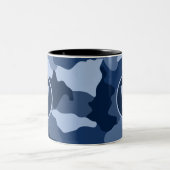 Blue Camouflage Monogram Initiaal Tweekleurige Koffiemok (Center)