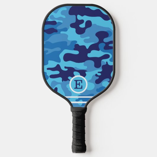 Blue Camouflage Monogram Pickleball Paddle (Voorkant)