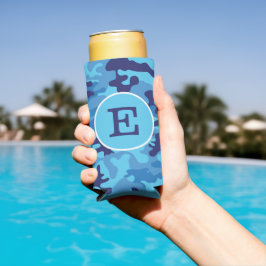 Blue Camouflage Monogram Seltzer Blikjeskoeler