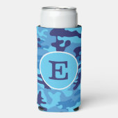 Blue Camouflage Monogram Seltzer Blikjeskoeler (Seltzer Voorkant)