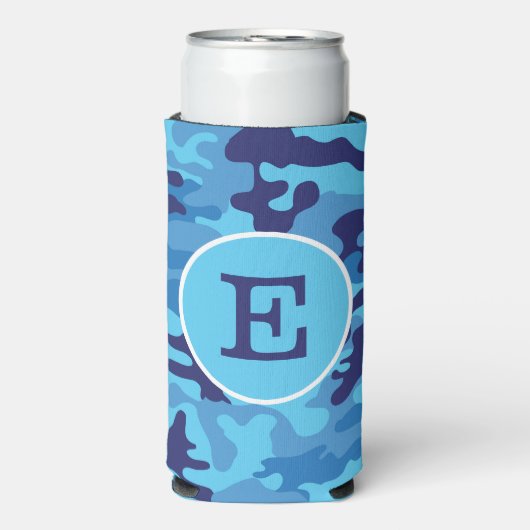 Blue Camouflage Monogram Seltzer Blikjeskoeler (Seltzer Voorkant)