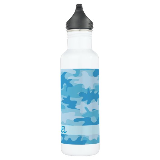 Blue Camouflage Name Persoonlijk Waterfles (Rechts)