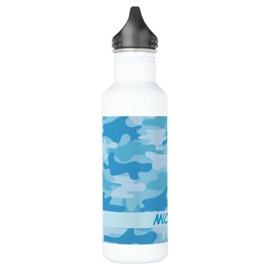Blue Camouflage Name Persoonlijk Waterfles (Links)