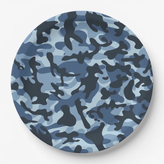 Blue Camouflage Papieren Bordje (Voorkant)