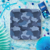 Blue Camouflage Papieren Bordje (Feest)