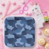 Blue Camouflage Papieren Bordje (Feest)