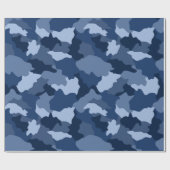 Blue Camouflage Pattern Cadeaupapier (Vlak)