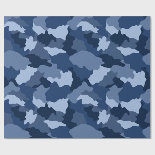 Blue Camouflage Pattern Cadeaupapier (Vlak)