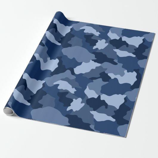 Blue Camouflage Pattern Cadeaupapier (Uitgerold)