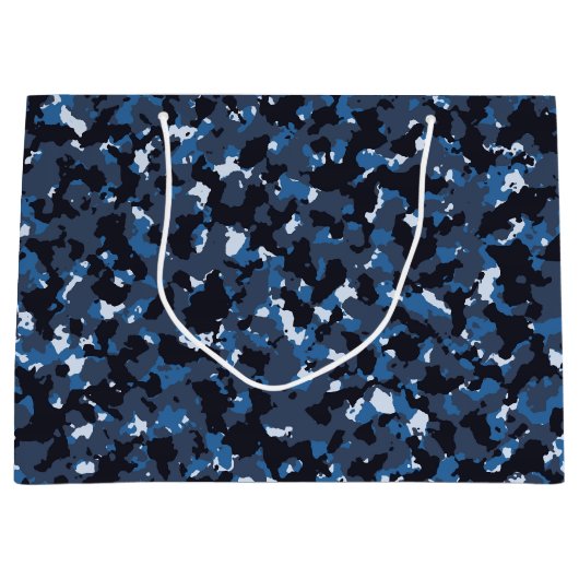 Blue Camouflage Pattern Groot Cadeauzakje (Voorkant)