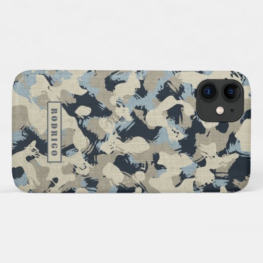 Blue Camouflage Pattern Hunting Camo Name Masculin Case-Mate iPhone Case (Achterkant (horizontaal))