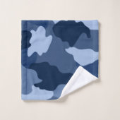 Blue Camouflage Pattern Monogram Initiaal Bad Handdoek (Wasdoekje)