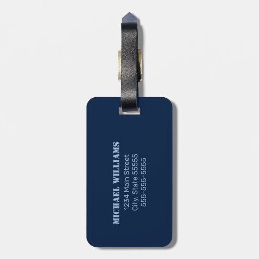 Blue Camouflage Pattern Monogram Initiaal Bagagelabel (Achterkant verticaal)