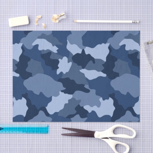 Blue Camouflage Pattern Tissuepapier (Craft)