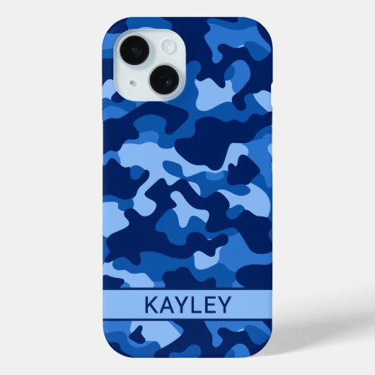 Blue Camouflage Personalized Case-Mate iPhone Case (Achterkant)
