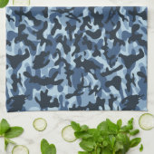 Blue Camouflage Theedoek (Gevouwen)