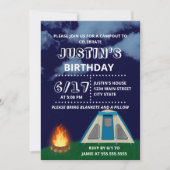 Blue Camp-out uitnodiging voor verjaardagsfeestje (Voorkant)