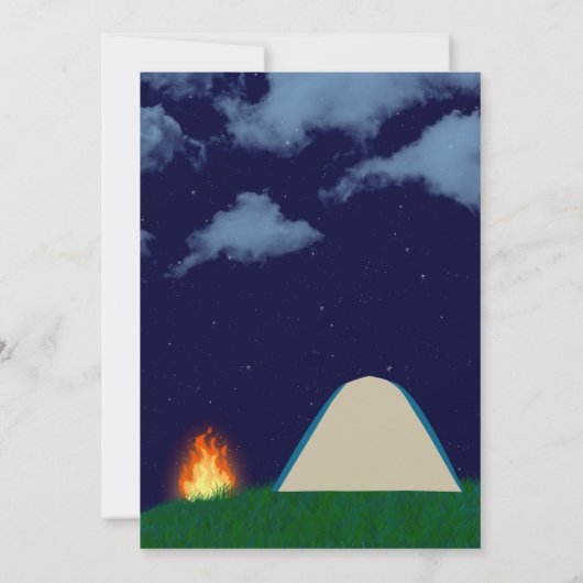 Blue Camp-out uitnodiging voor verjaardagsfeestje (Achterkant)
