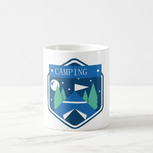 Blue Camping Badge Koffiemok