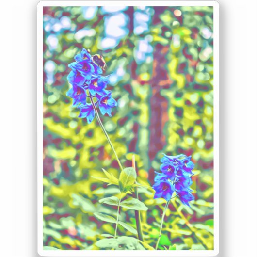 Blue Canadian Flowers Vinyl Sticker (Voorkant)
