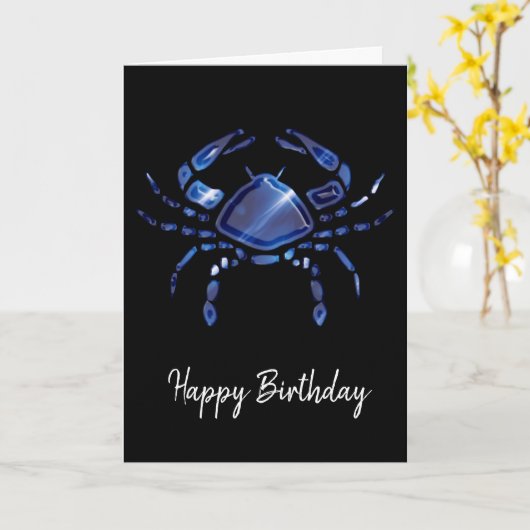 Blue Cancer Sign Birthday Kaart (Gele Bloem)