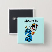 Blue Candle Clown 3e Verjaardag Button (Voorkant /achterkant)