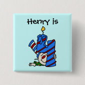 Blue Candle Clown 4th Birthday Button (Voorkant)