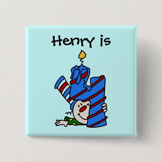 Blue Candle Clown 4th Birthday Button (Voorkant)