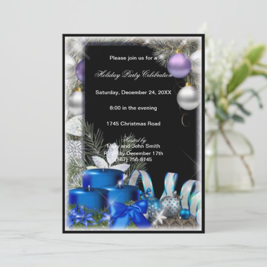 Blue Candles Baubles Kaart (Staand voorkant)