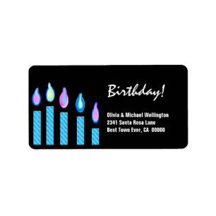 Blue Candles Birthday Etiket