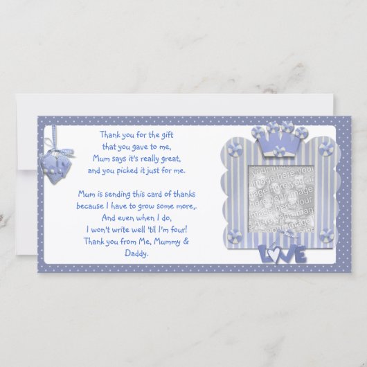 Blue candystripe lijst - Hartelijk dank voor uw ba Bedankkaart (Voorkant)