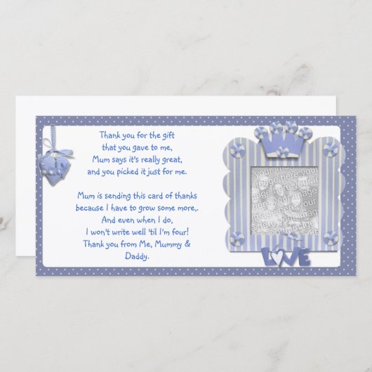 Blue candystripe lijst - Hartelijk dank voor uw ba Bedankkaart (Voorkant / Achterkant)