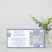 Blue candystripe lijst - Hartelijk dank voor uw ba Bedankkaart (Staand voorkant)