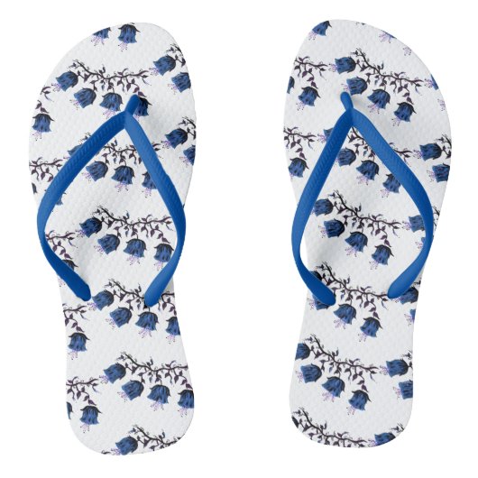 Blue Canterbury Bells Adult Teenslippers Slim Stra (Voetbed)
