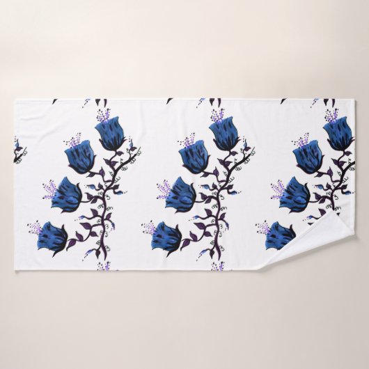 Blue Canterbury Bells op vine Flowers Bath Towel Badhanddoek (Badhanddoek)