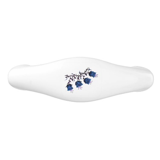 Blue Canterbury Bells op Vine Flowers Drawer Pull Keramische Ladegreep (Voorkant)