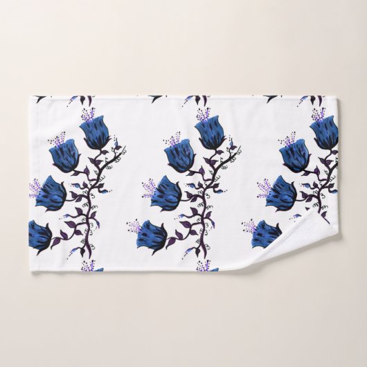 Blue Canterbury Bells op vine Flowers Hand Towel Handdoek (Handdoek)