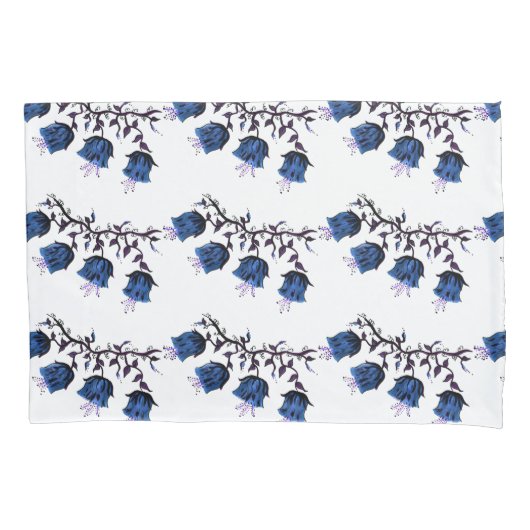 Blue Canterbury Bells op vine Flowers Kussensloop (Voorkant-Links)