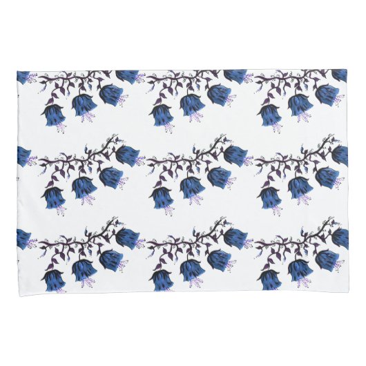 Blue Canterbury Bells op vine Flowers Kussensloop (Voorkant-Rechts)