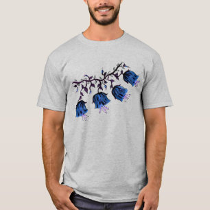 Blue Canterbury Bells op vine Flowers T-shirt