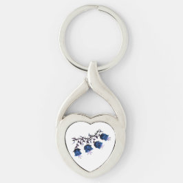 Blue Canterbury Bells Twisted Heart Metal Sleutelh Sleutelhanger