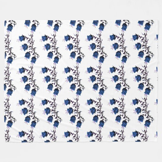 Blue Canterbury Bells Vine Flowers Fleece Blanket (Voorkant (Horizontaal))