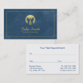 Blue Canvas Golden Lijst, Handen Massage Therapy Afsprakenkaartje (Voorkant / Achterkant)