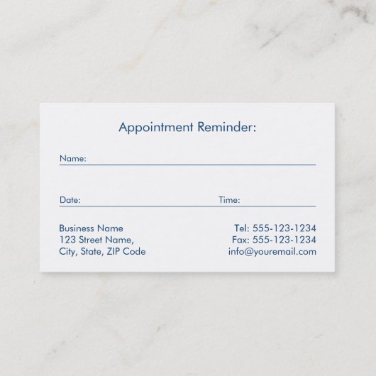 Blue Canvas Gouden Lijst & Tand - Tandarts Afsprakenkaartje (Achterkant)