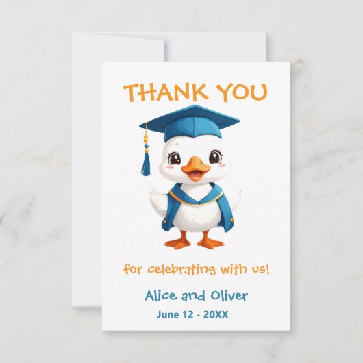 Blue Cap Goose Graduation Party Bedankkaart (Voorkant)