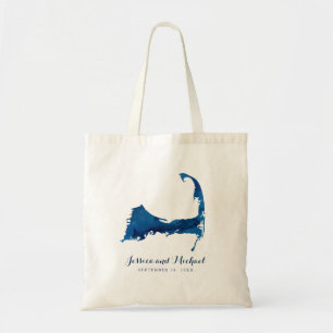 Blue Cape Cod Waterverf Kaart Trouwtas Tote Bag