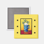 Blue Cappuccino Kitchen Magnet (Voorkant / Achterkant)
