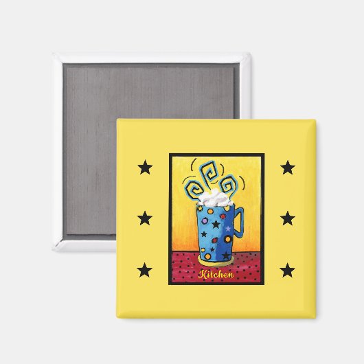 Blue Cappuccino Kitchen Magnet (Voorkant / Achterkant)